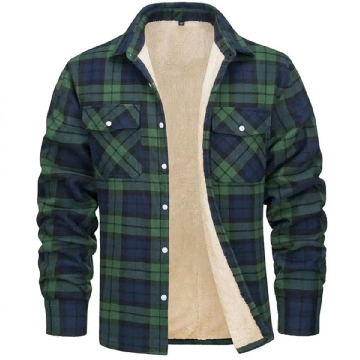 Casual Men's Sherpa Fleece Shirt Jacket With Warm Lining - Image 7