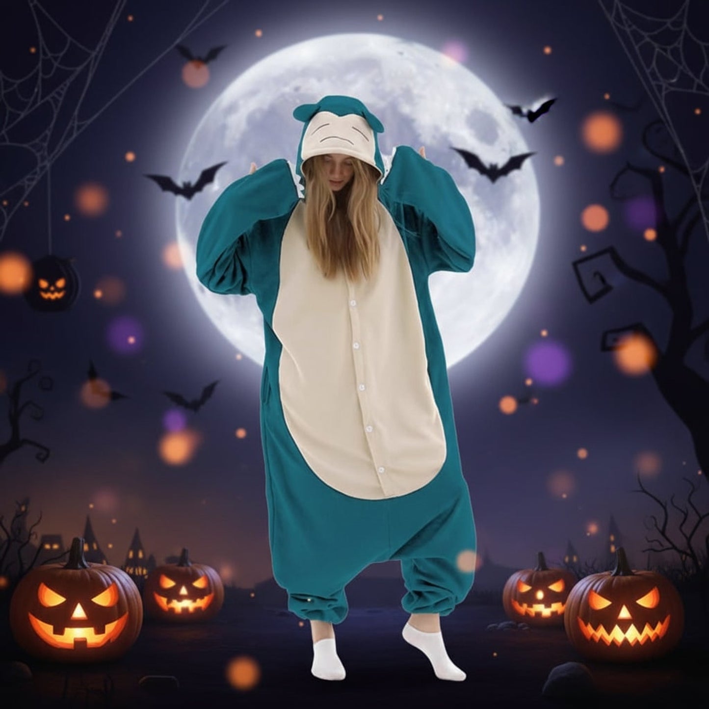 Character Onesie Pajamas Kids' Halloween Christmas With Hood And Fleece For Xmas Party - Image 4
