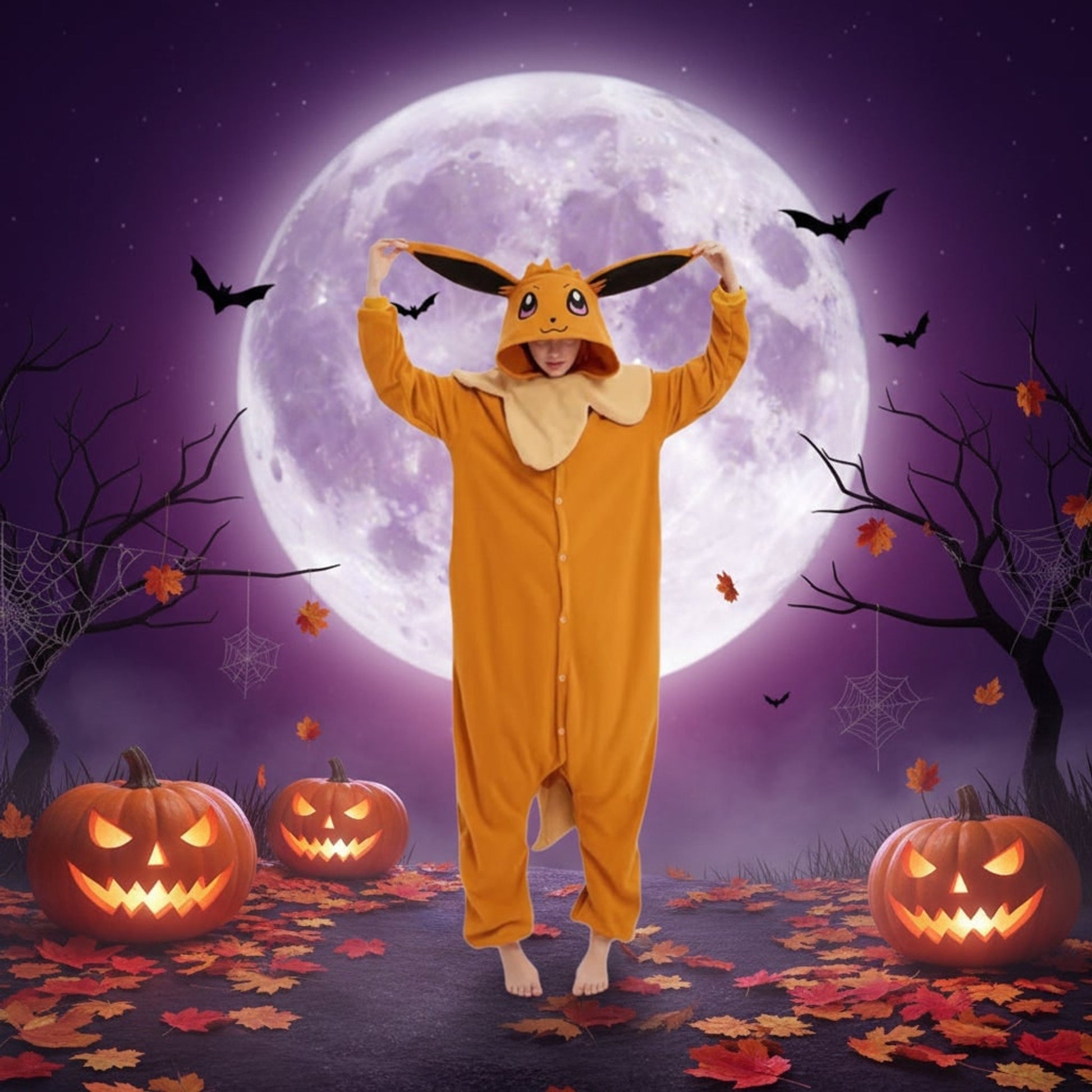 Character Onesie Pajamas Kids' Halloween Christmas With Hood And Fleece For Xmas Party - Image 9