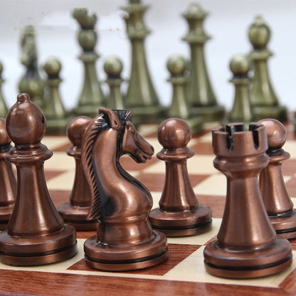 Chess Set Folding Metal Alloy Board Competitive Educational Toy - Image 1