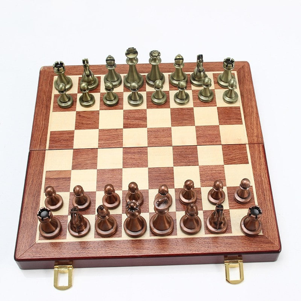 Chess Set Folding Metal Alloy Board Competitive Educational Toy - Image 2