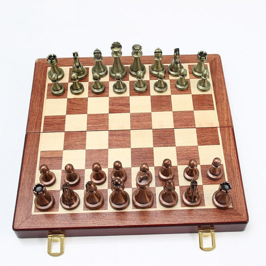 Chess Set Folding Metal Alloy Board Competitive Educational Toy - Image 2