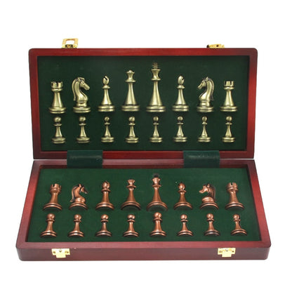 Chess Set Folding Metal Alloy Board Competitive Educational Toy - Image 5