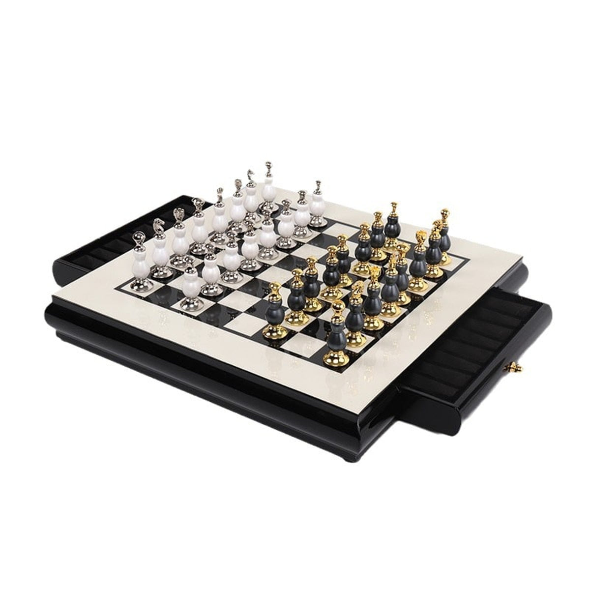 Chess Set With Creative Handmade Paint Zinc Alloy Pieces And Wooden Board - Image 1