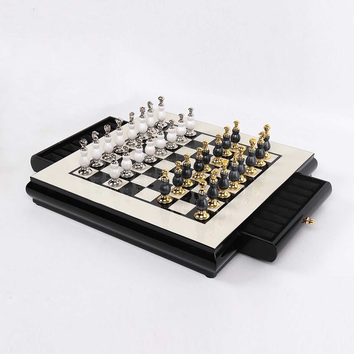 Chess Set With Creative Handmade Paint Zinc Alloy Pieces And Wooden Board - Image 2