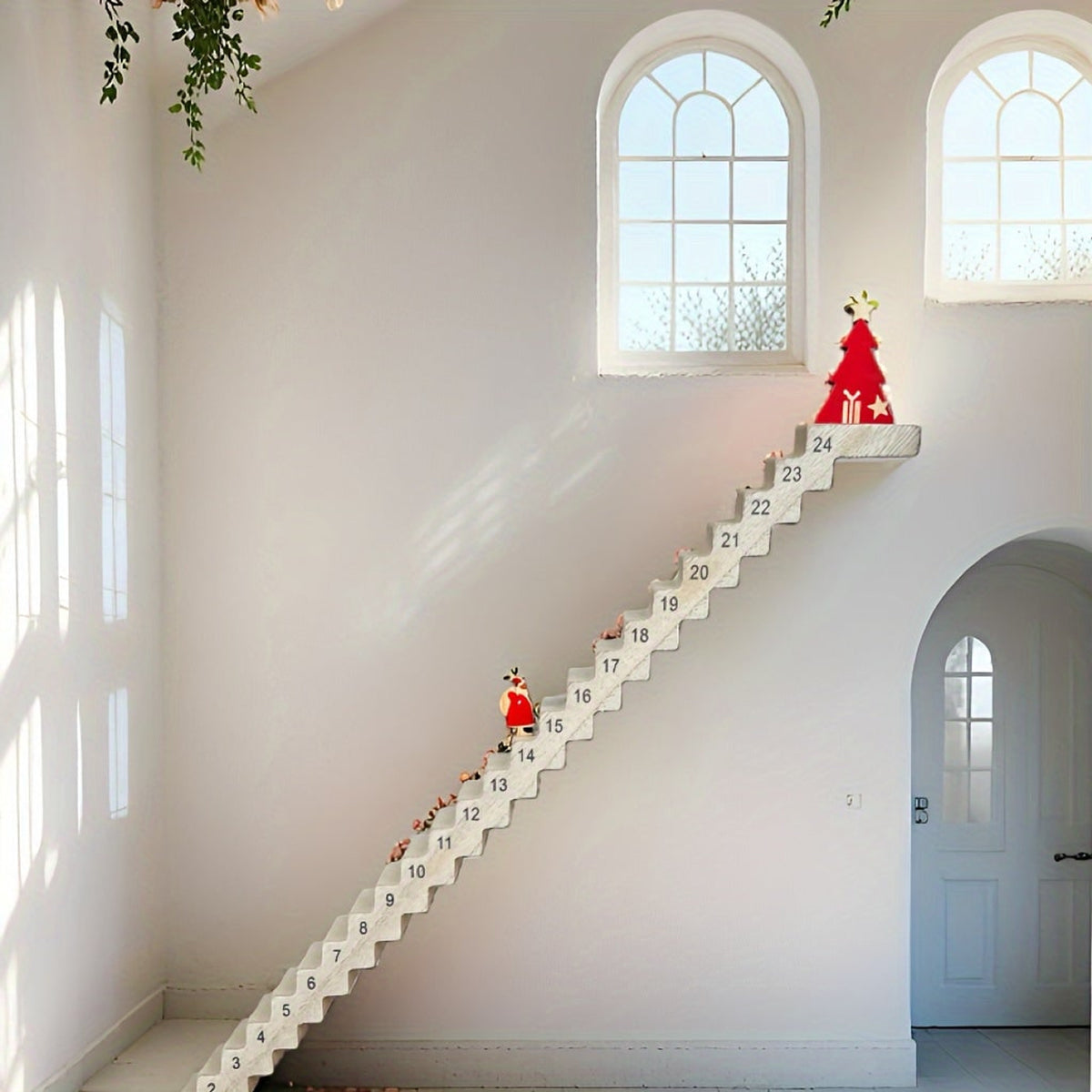Christmas Advent Calendar 24-Day Santa Climbing Ladder Motif In Brown Engineered Wood - Image 4