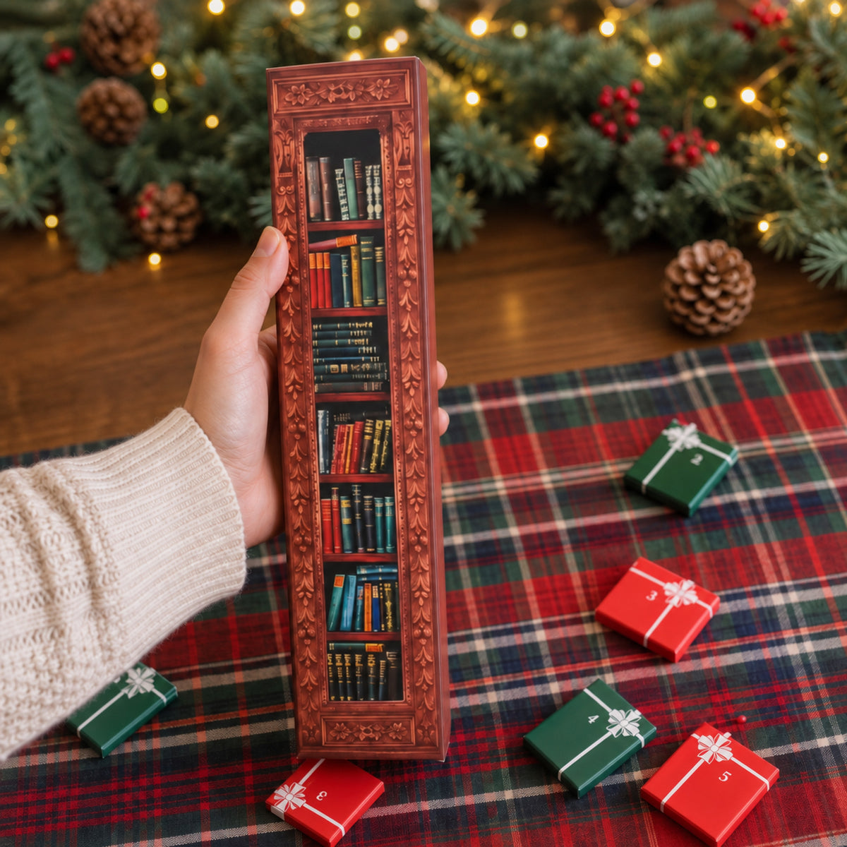 Christmas Advent Calendar Book-Shaped With 24 Miniature Book Ornaments - Image 1