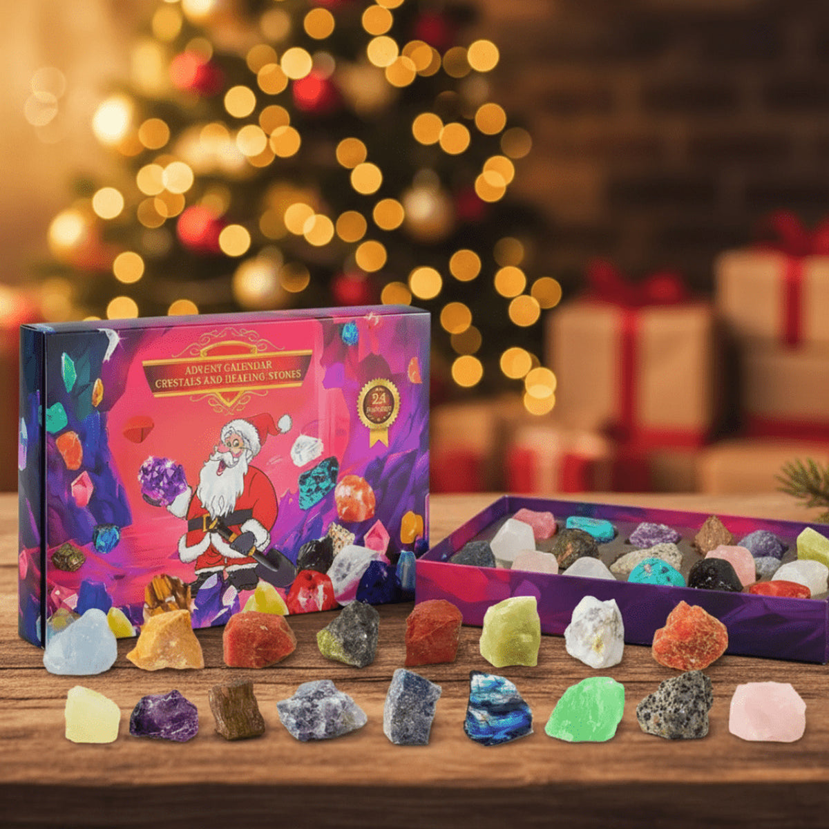 Christmas Advent Calendar With 24 Natural Crystals And Precious Stones For Collectors - Image 1