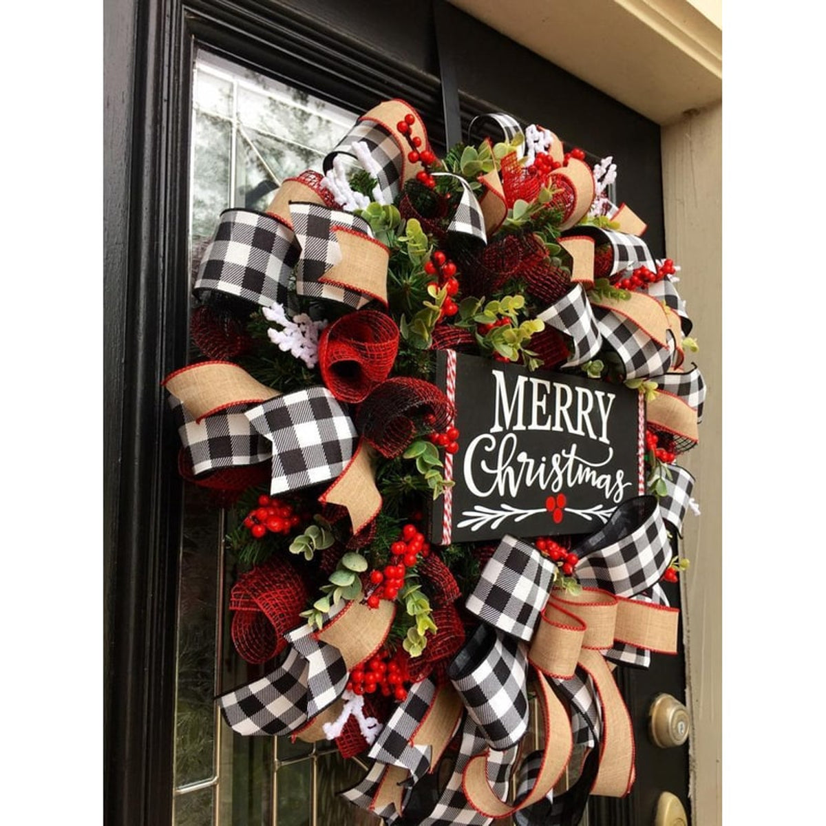 Christmas Bow Garland 3 Sizes Of Cloth Decorative Bows - Image 5