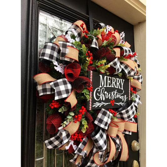 Christmas Bow Garland 3 Sizes Of Cloth Decorative Bows - Image 5