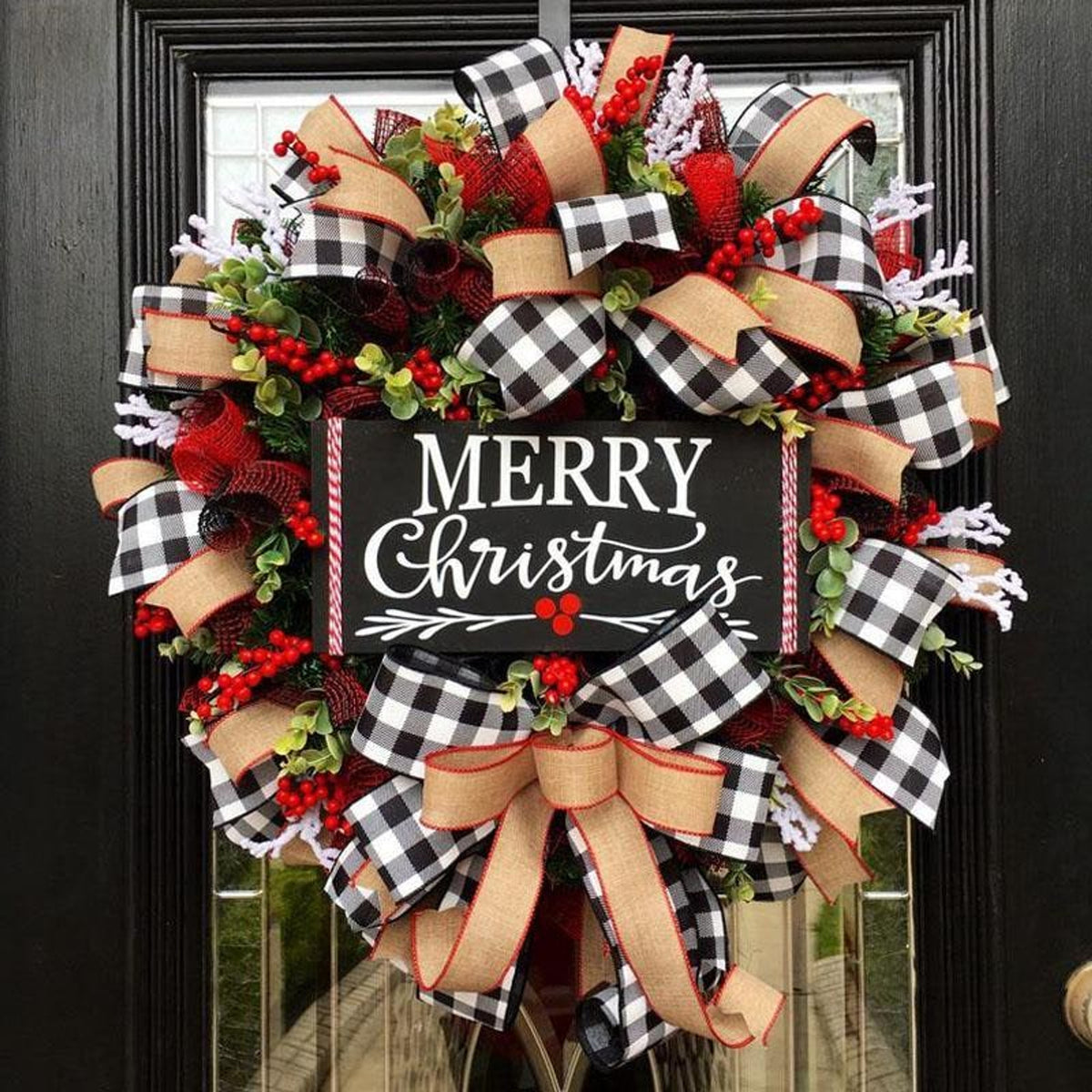 Christmas Bow Garland 3 Sizes Of Cloth Decorative Bows - Image 6