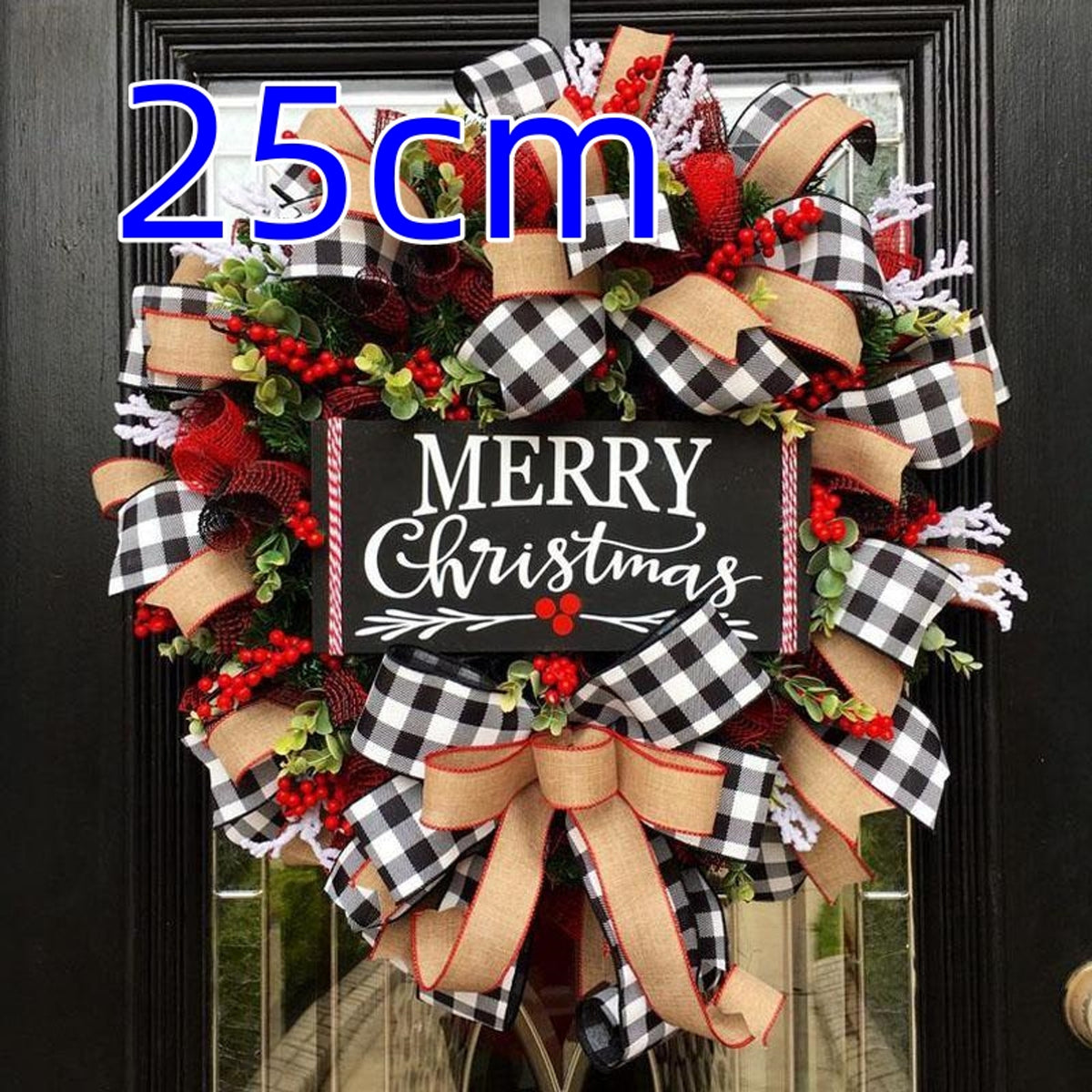 Christmas Bow Garland 3 Sizes Of Cloth Decorative Bows - Image 7