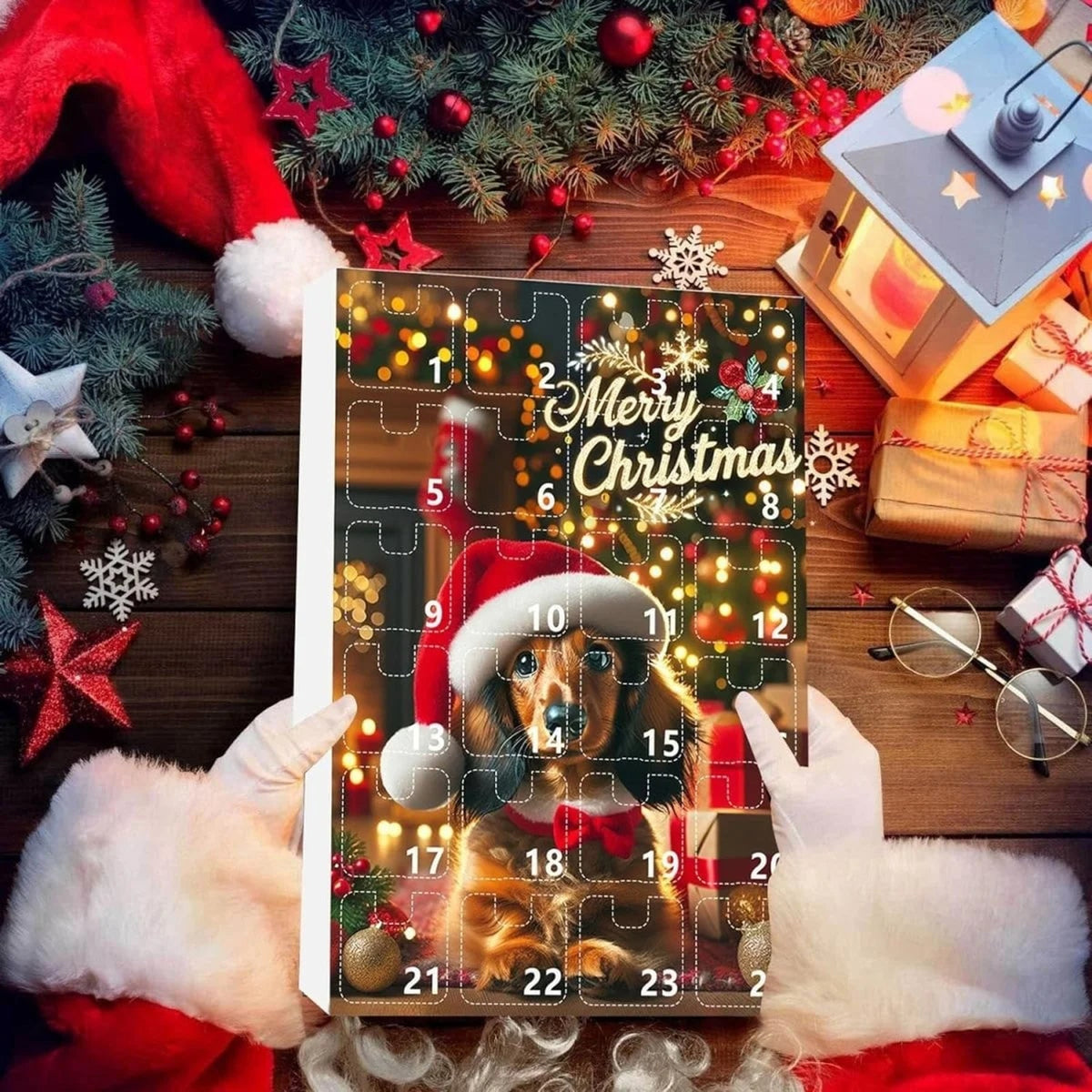 Christmas Dog Advent Calendar With 24 Dachshund-Themed Acrylic Toys And Accessories - Image 4