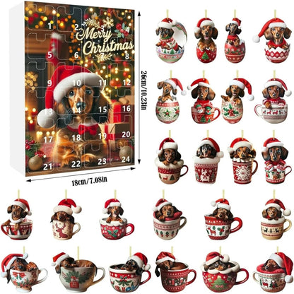 Christmas Dog Advent Calendar With 24 Dachshund-Themed Acrylic Toys And Accessories - Image 6