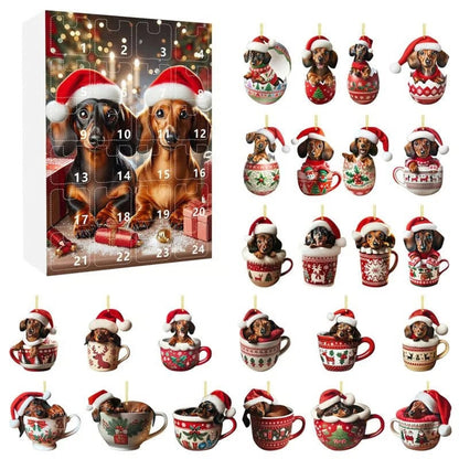 Christmas Dog Advent Calendar With 24 Dachshund-Themed Acrylic Toys And Accessories - Image 7