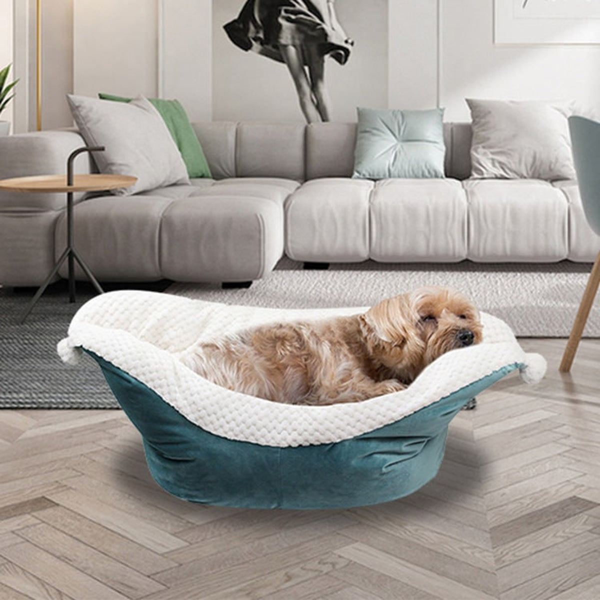 Christmas Dog Bed With Calming Velvet Cushion - Image 3