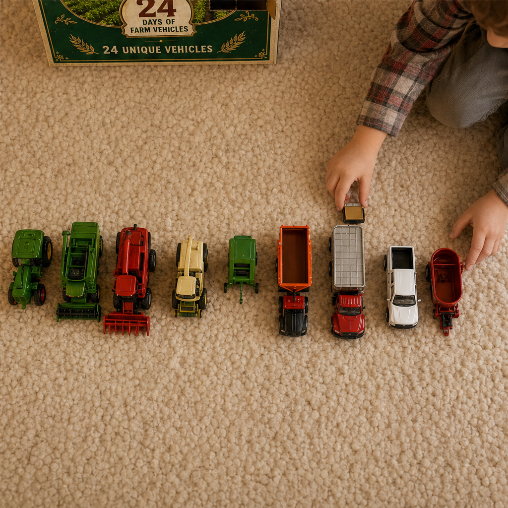 Christmas Farm Vehicle Advent Calendar With 24 Toy Tractors Combines And Harvesters For Kids - Image 8