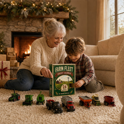 Christmas Farm Vehicle Advent Calendar With 24 Toy Tractors Combines And Harvesters For Kids - Image 6