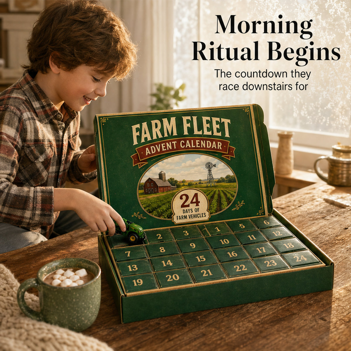 Christmas Farm Vehicle Advent Calendar With 24 Toy Tractors Combines And Harvesters For Kids - Image 7