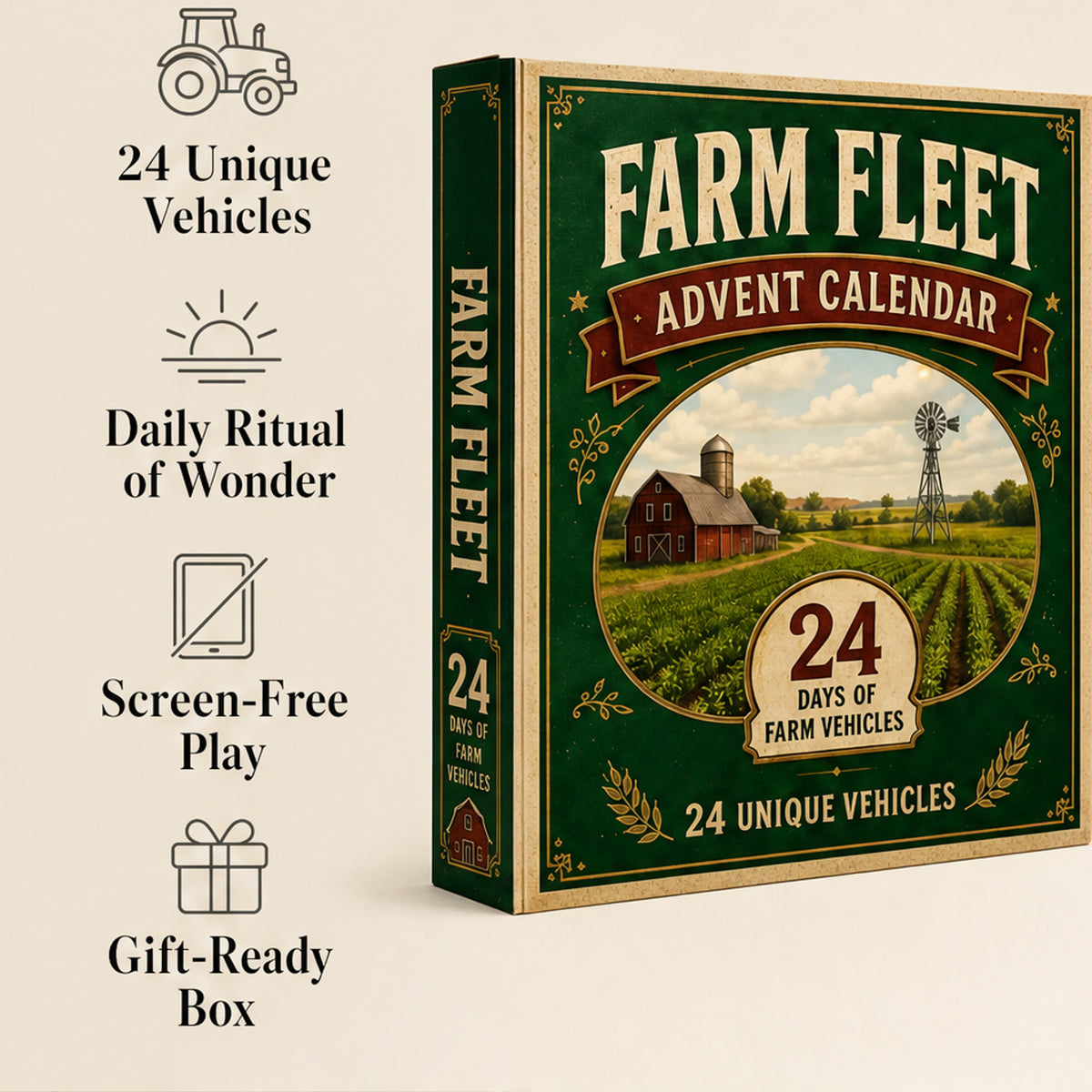 Christmas Farm Vehicle Advent Calendar With 24 Toy Tractors Combines And Harvesters For Kids - Image 3