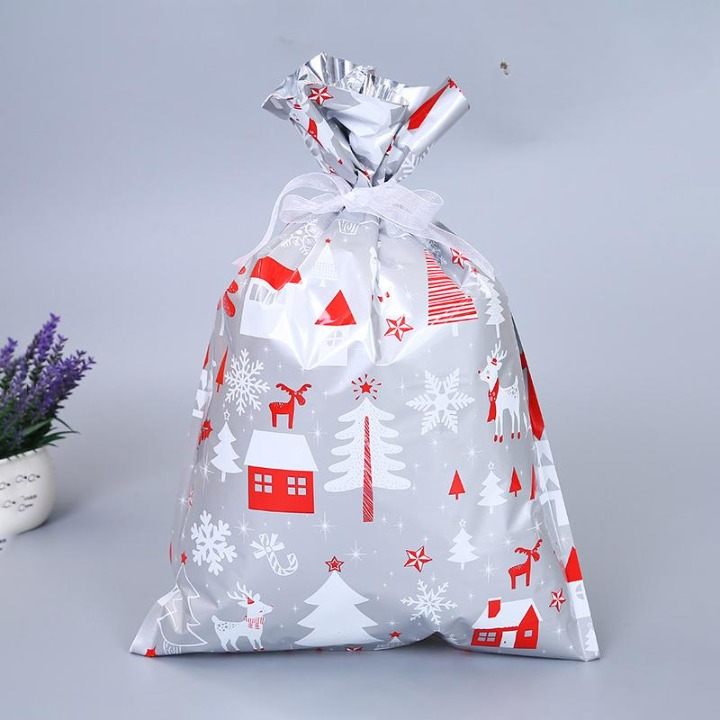 Christmas Gift Bags With Festive Foil Designs And Ribbon Ties - Image 4