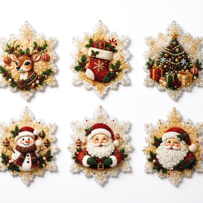 Christmas Ornament Kit With Snowflake Acrylic Shapes And Gem Decorations - Image 8