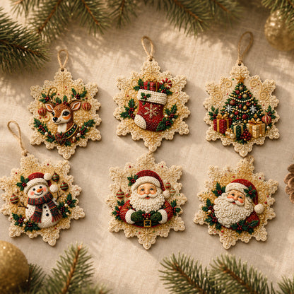 Christmas Ornament Kit With Snowflake Acrylic Shapes And Gem Decorations - Image 1
