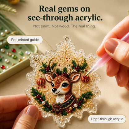Christmas Ornament Kit With Snowflake Acrylic Shapes And Gem Decorations - Image 7
