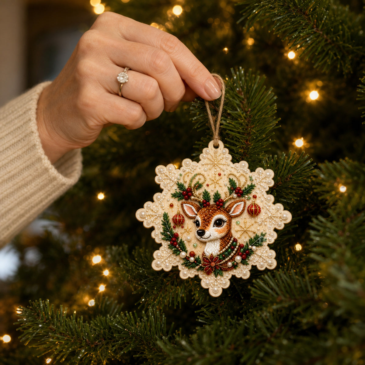 Christmas Ornament Kit With Snowflake Acrylic Shapes And Gem Decorations - Image 2