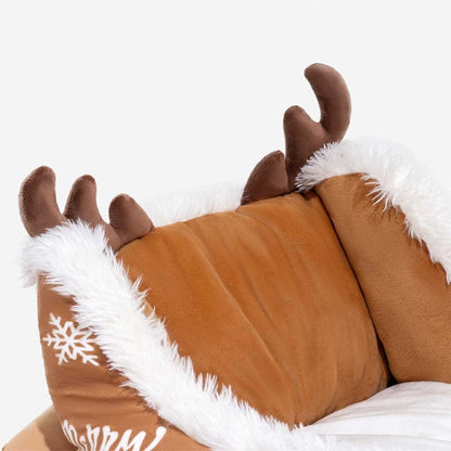 Christmas Sleigh Dog Bed Plush Crystal Velvet With Non-Slip Bottom - Image 9