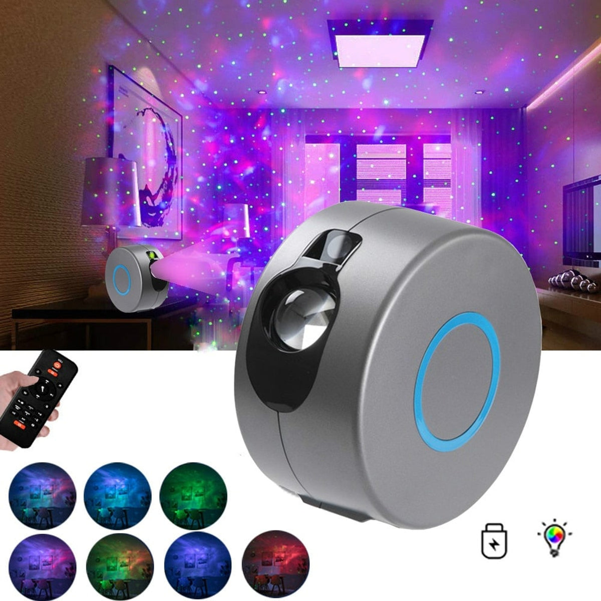 Christmas Starry Sky Projector Galaxy Projector With Remote Control And Rotating Night Light - Image 2