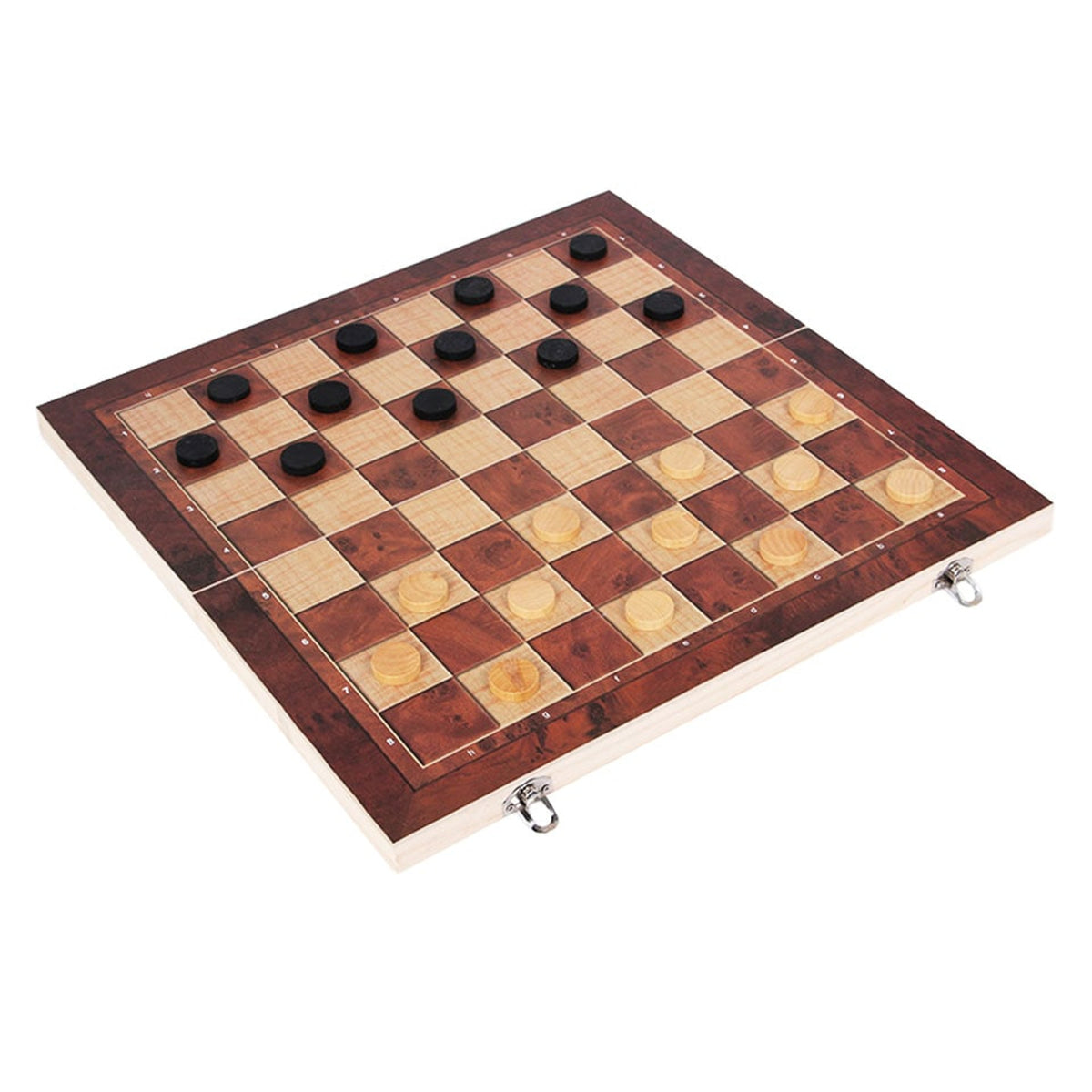 Christmas Travel Chess Set With Wooden Board 3-in-1 Games On-The-Go - Image 1