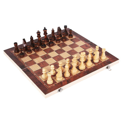 Christmas Travel Chess Set With Wooden Board 3-in-1 Games On-The-Go - Image 4