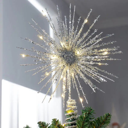 Christmas Tree Topper With LED Starburst Design And Glitter Finish - Image 5