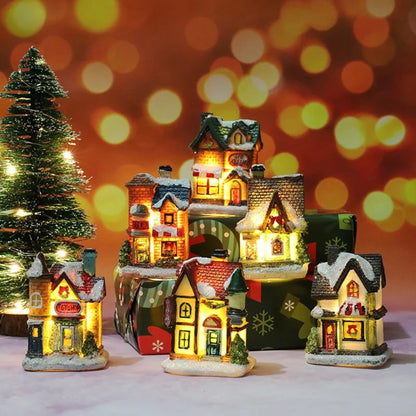 Christmas Village Decoration Set With 6 Hand-Painted Houses And LED Lighting - Image 2