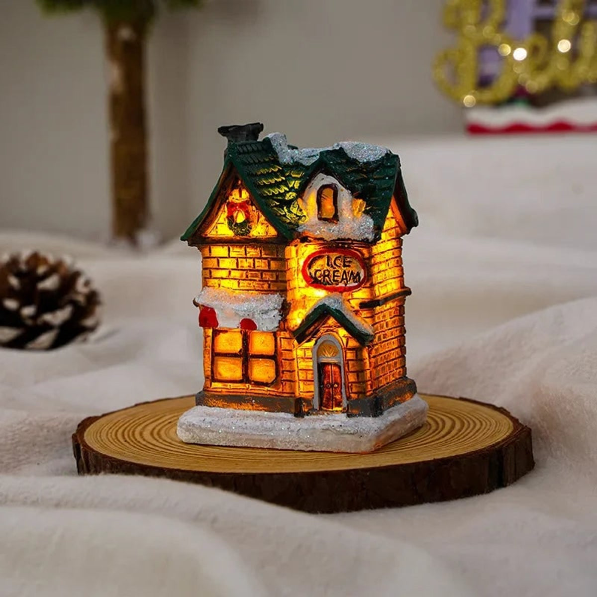 Christmas Village Decoration Set With 6 Hand-Painted Houses And LED Lighting - Image 5