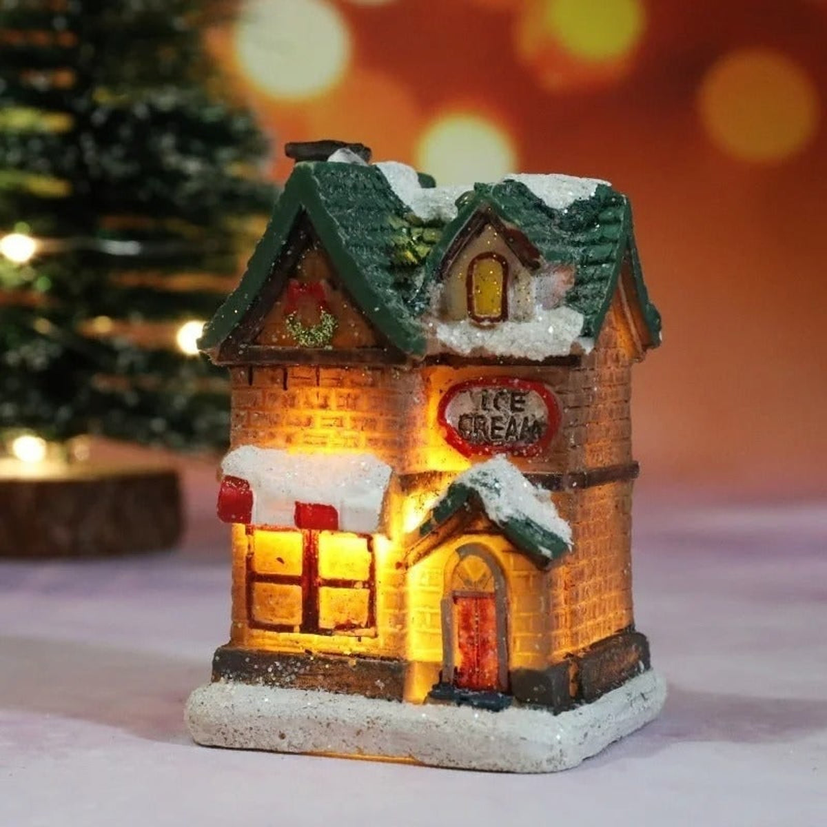 Christmas Village Decoration Set With 6 Hand-Painted Houses And LED Lighting - Image 8