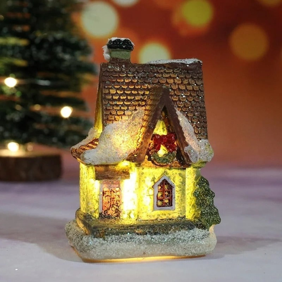 Christmas Village Decoration Set With 6 Hand-Painted Houses And LED Lighting - Image 6