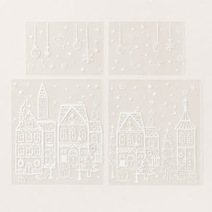 Christmas Window Sticker Set 78-Piece Static Cling Village Scene For Glass - Image 8