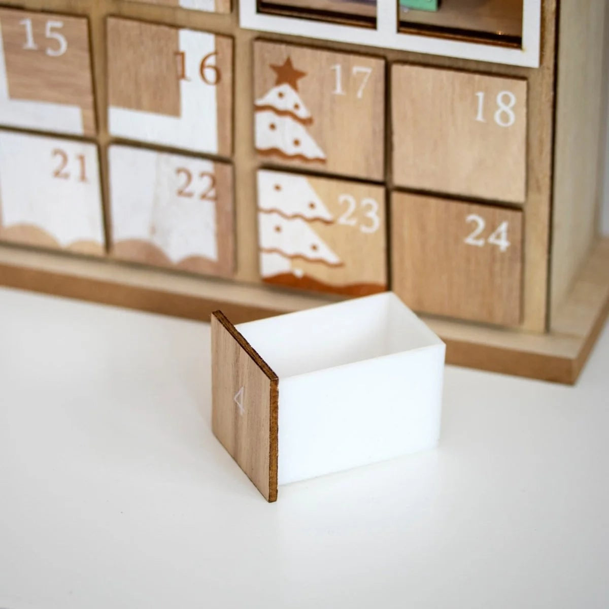 Christmas Wooden Advent Calendar With 24 Compartments And Warm LED Lighting - Image 2