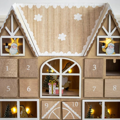 Christmas Wooden Advent Calendar With 24 Compartments And Warm LED Lighting - Image 3