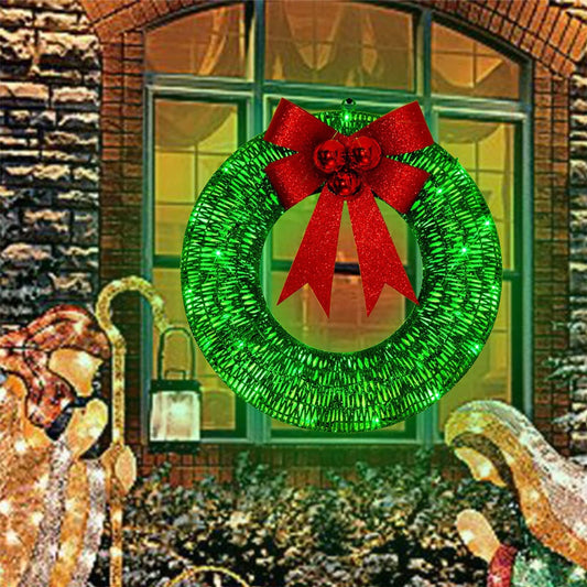 Christmas Wreath With LED Lights And Luminous Bow - Image 1