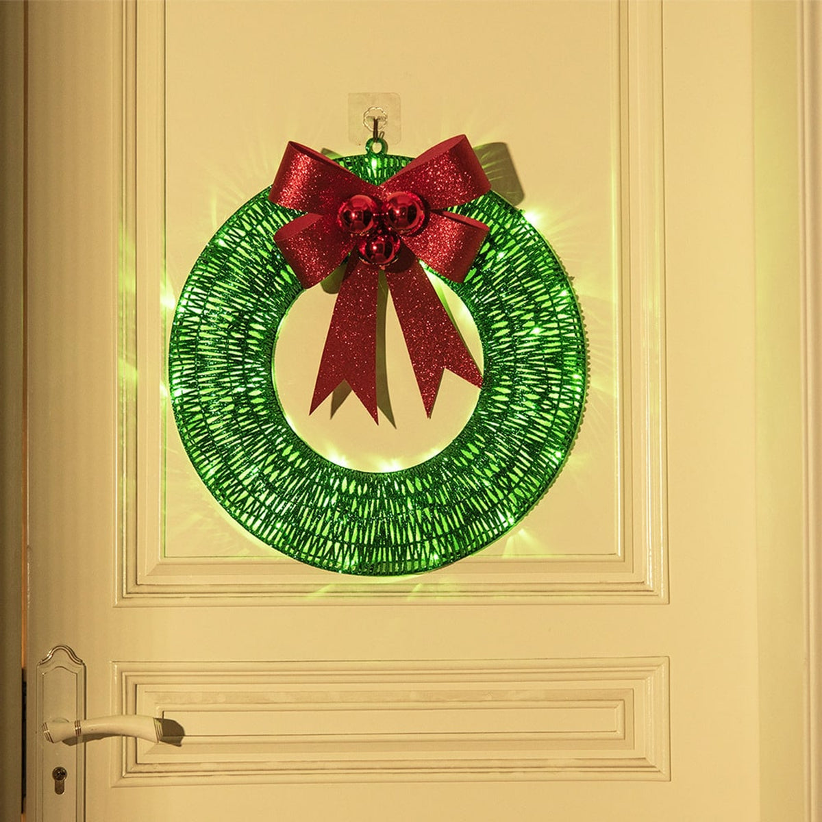 Christmas Wreath With LED Lights And Luminous Bow - Image 3