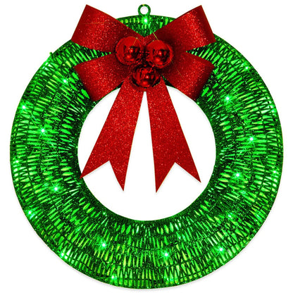 Christmas Wreath With LED Lights And Luminous Bow - Image 7