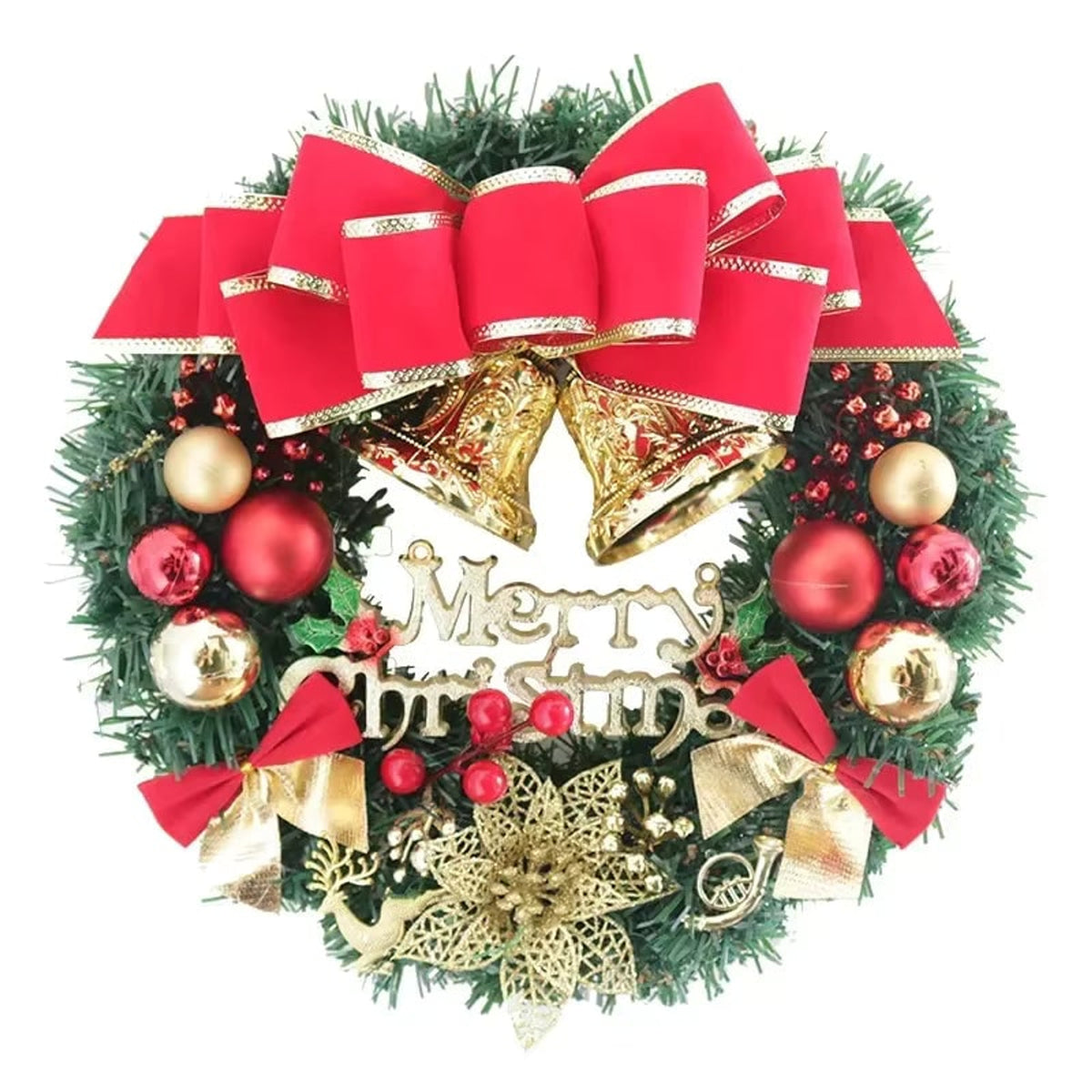 Christmas Wreath With Pine Needles Moose And Snowman Ornaments 30 - Image 5