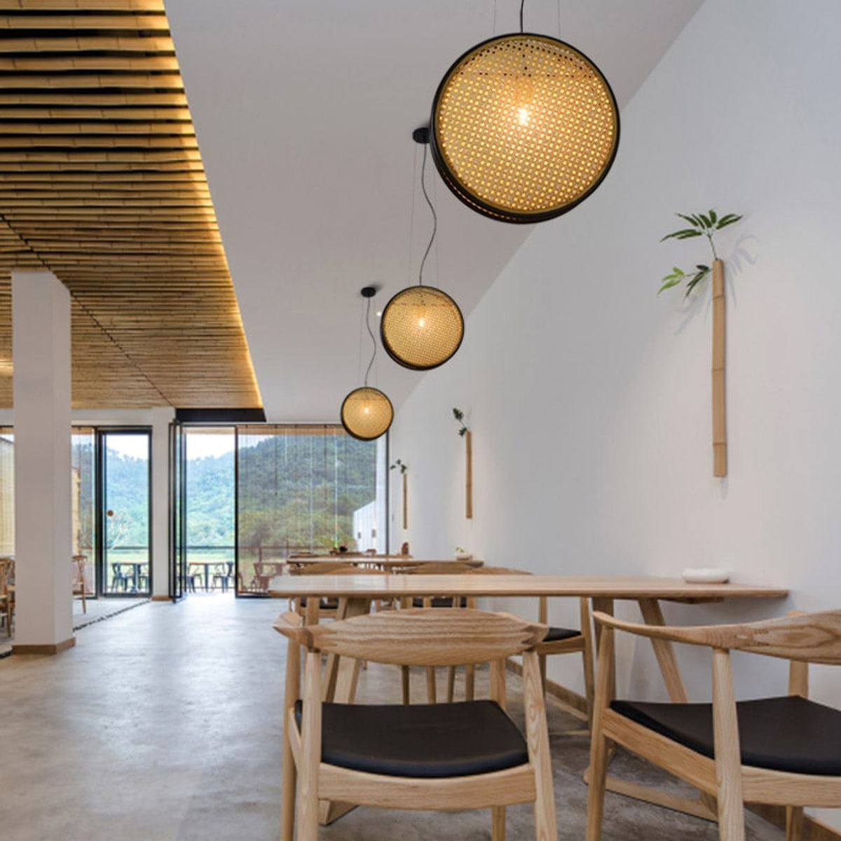 Circular Rattan Chandelier With Retro Trim - Image 5