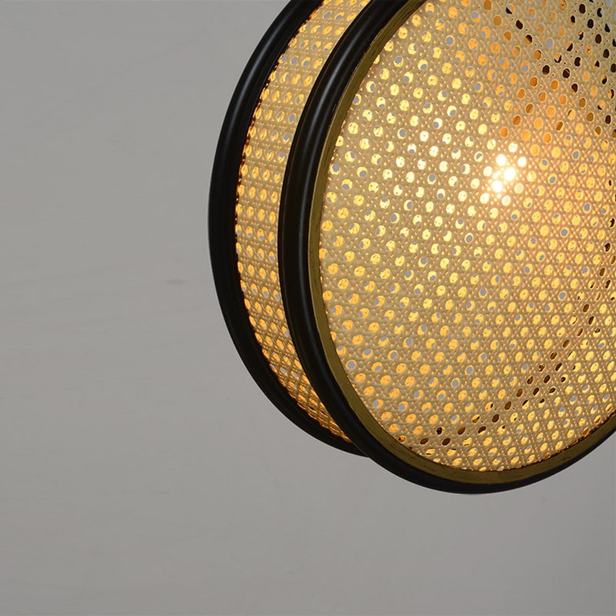 Circular Rattan Chandelier With Retro Trim - Image 6