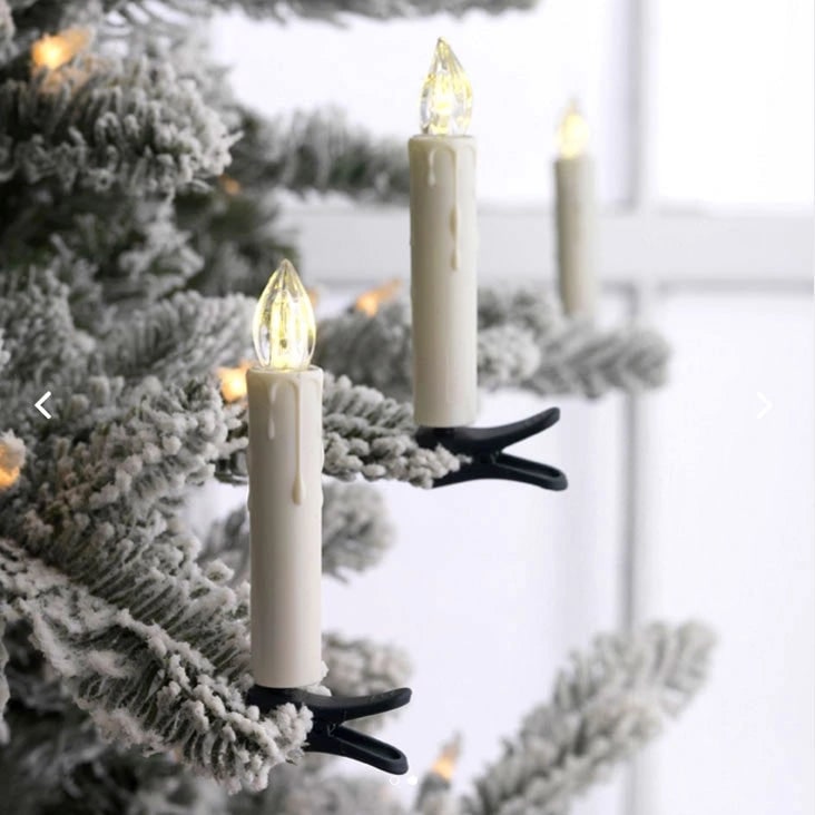 Clip On Christmas Candles With Warm Flickering LED Light - Image 3