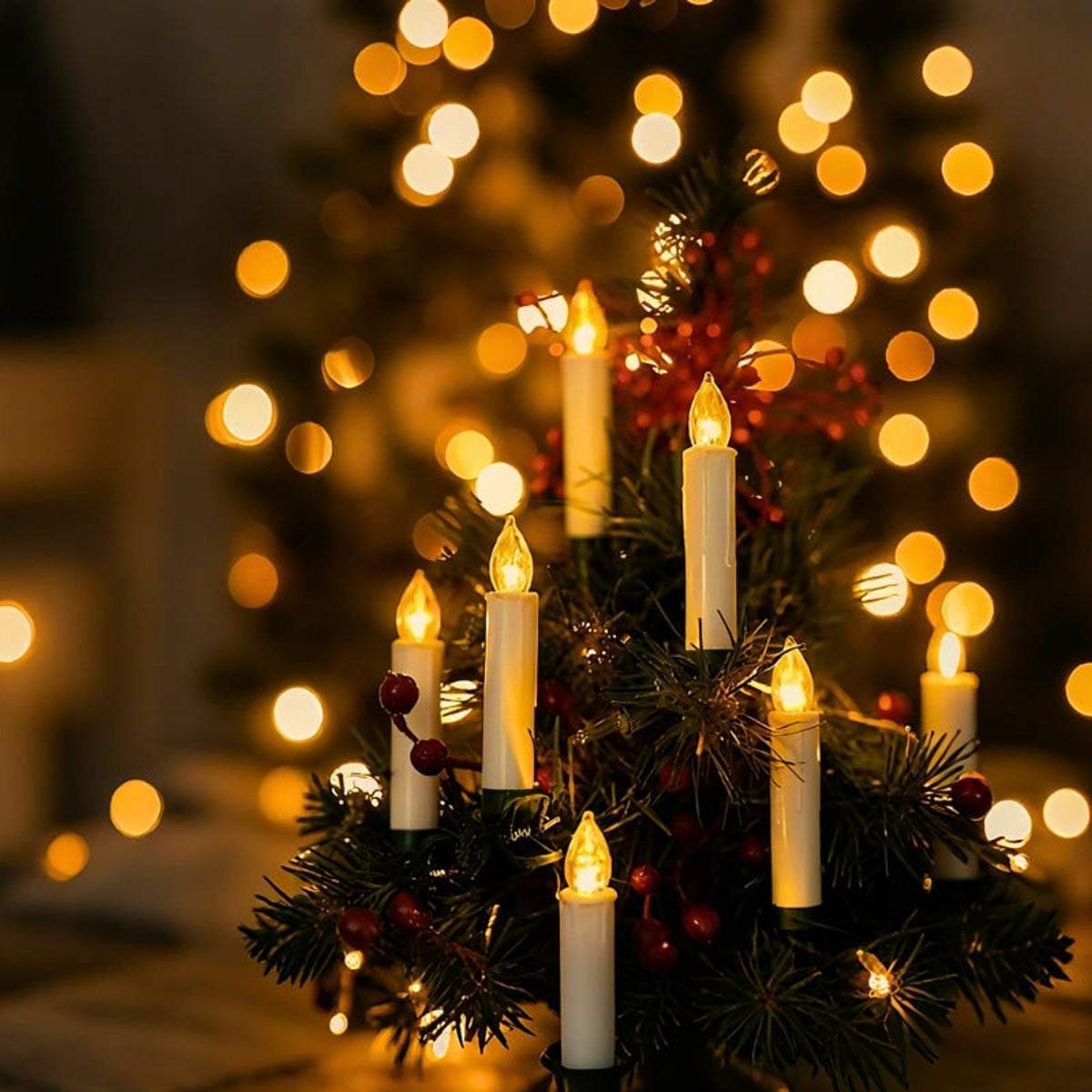 Clip On Christmas Candles With Warm Flickering LED Light - Image 4