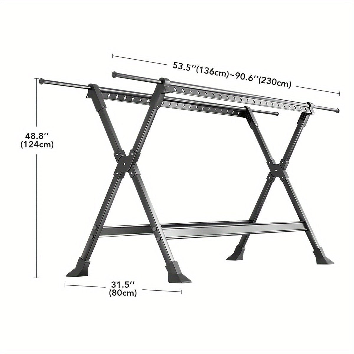 Clothes Drying Rack Foldable Garment With X-Frame Adjustable Rods And Removable Net - Image 4